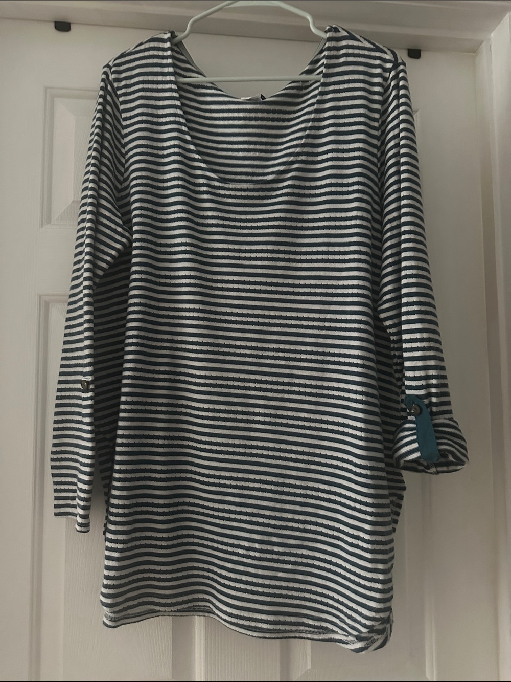 Dark Teal Long-Sleeve Boatneck Top